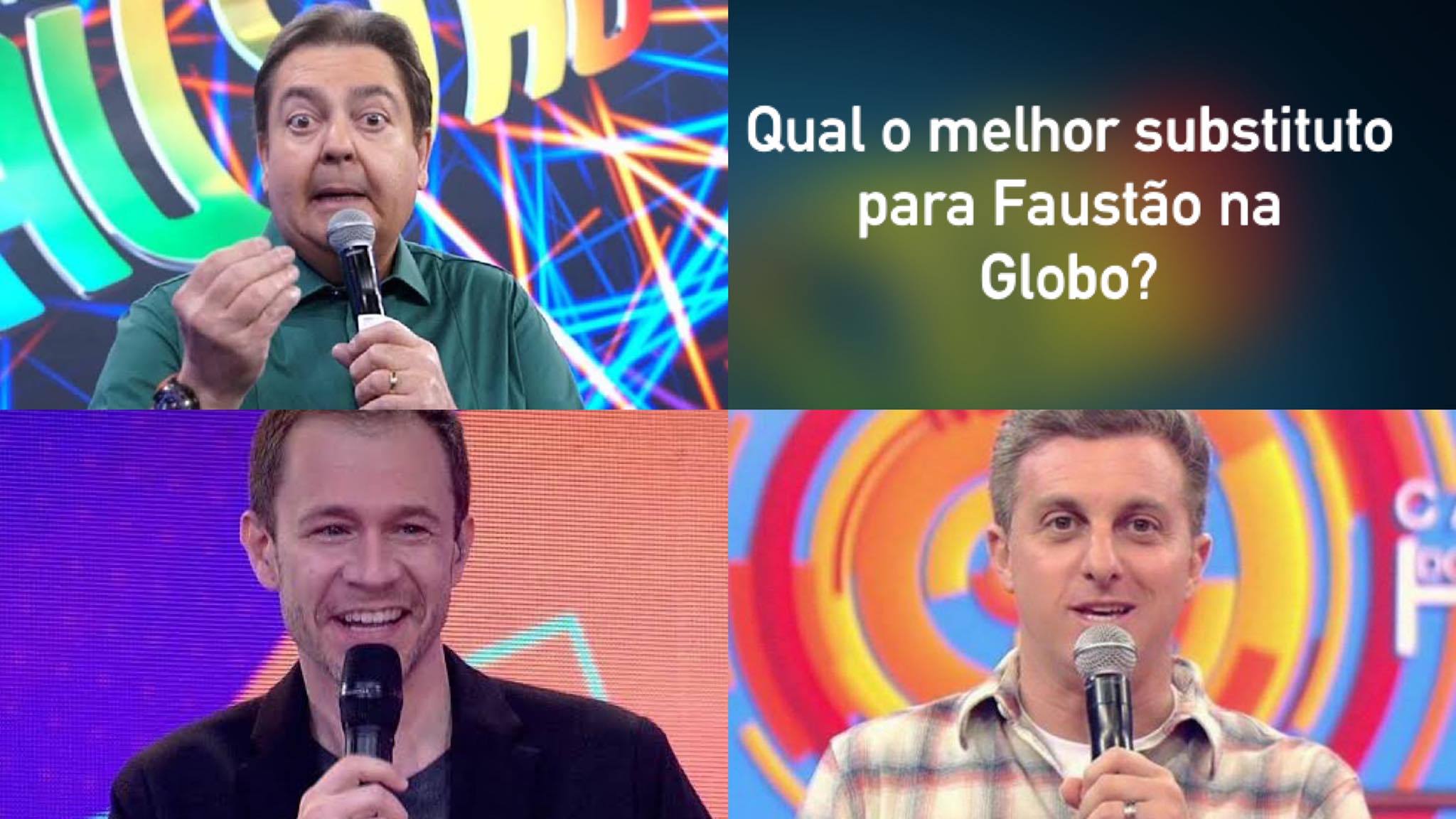 Faustão não está mais na Globo, e Tiago Lifert está no horário enquanto Luciano Huck prepara uma nova atração. (montagem: Fashion Bubbles)