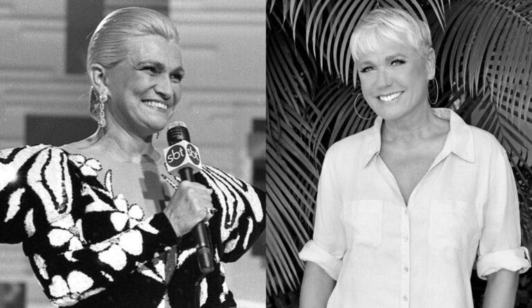 Xuxa Meneghel e Hebe Camargo em montagem.