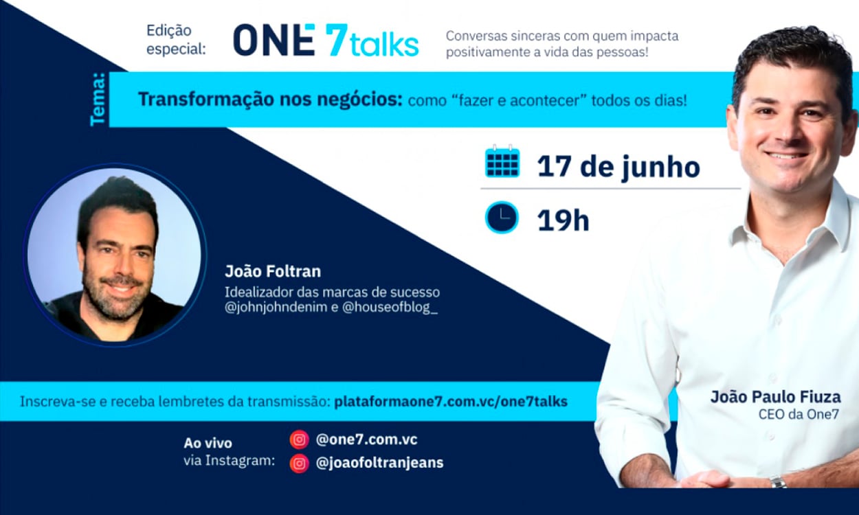 Imagem promocional do webinar gratuito da One7 com João Foltran.