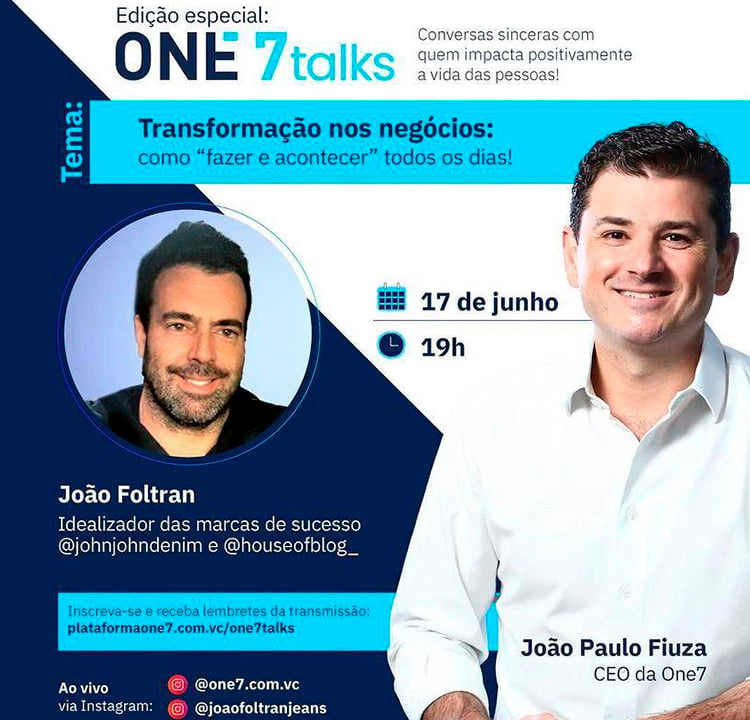 Imagem promocional do webinar gratuito da One7 com João Foltran.