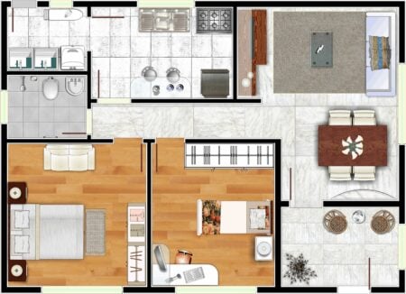 Planta Baixa: casa com dois quartos, 16 modelos do pequeno ao espaçoso