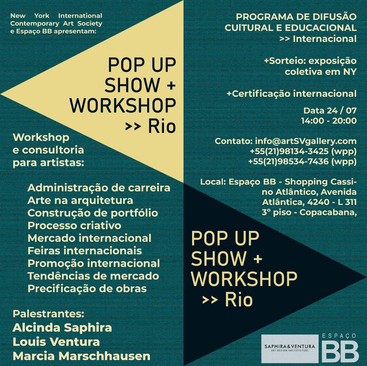 folder do Pop Up Show + Workshop Edição Rio de Janeiro