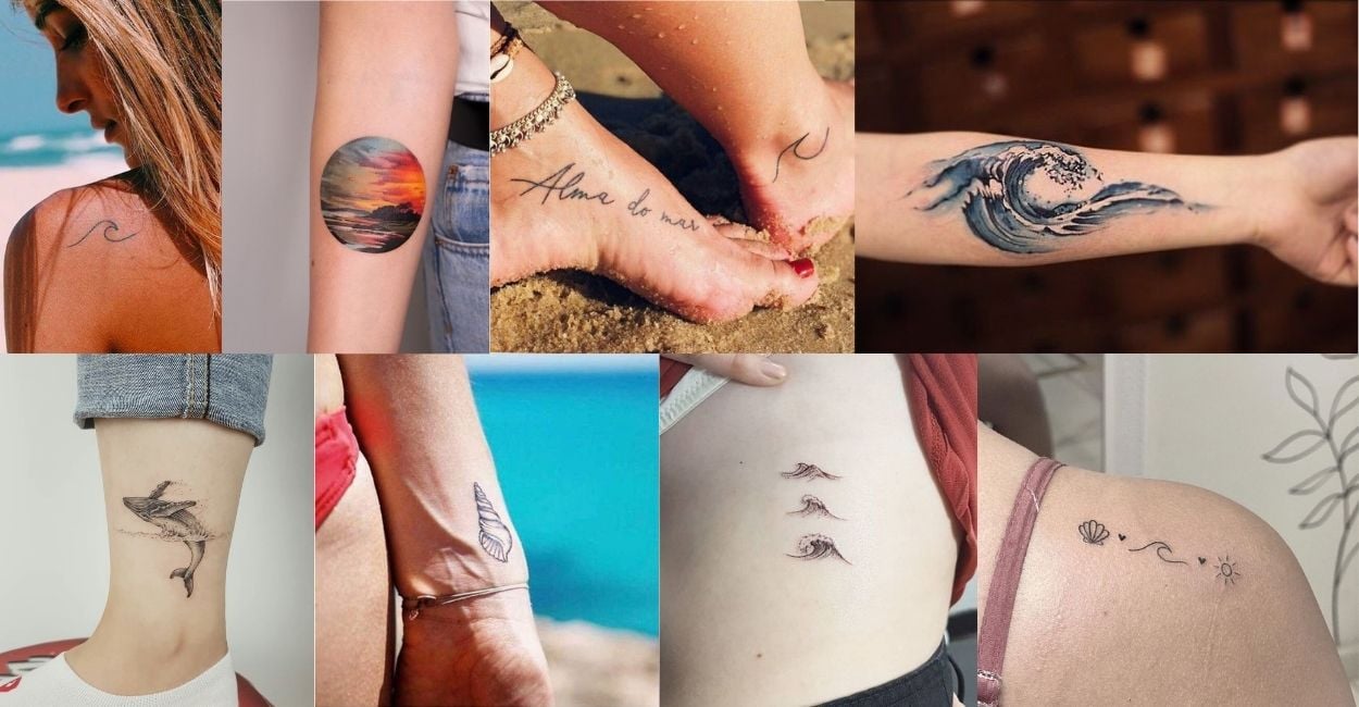 oito opções de tatuagem de mar