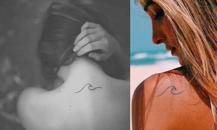 duas opções de tatuagem de mar minimalista
