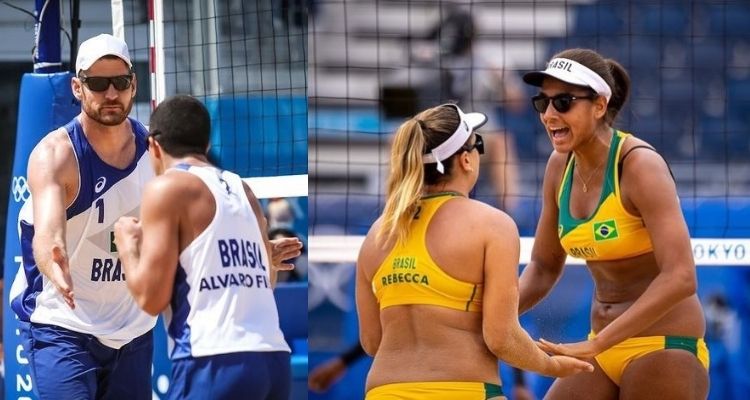 duplas de vôlei de praia Alison e Álvaro Filho e Ana Patricia e Rebecca nas Olimpíadas 2021