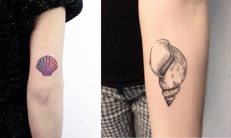 duas opções de tatuagem de mar no braço