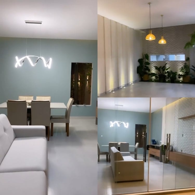 Foto montada com três fotos mostrando detalhes da nova casa de Maria e Virgílio.