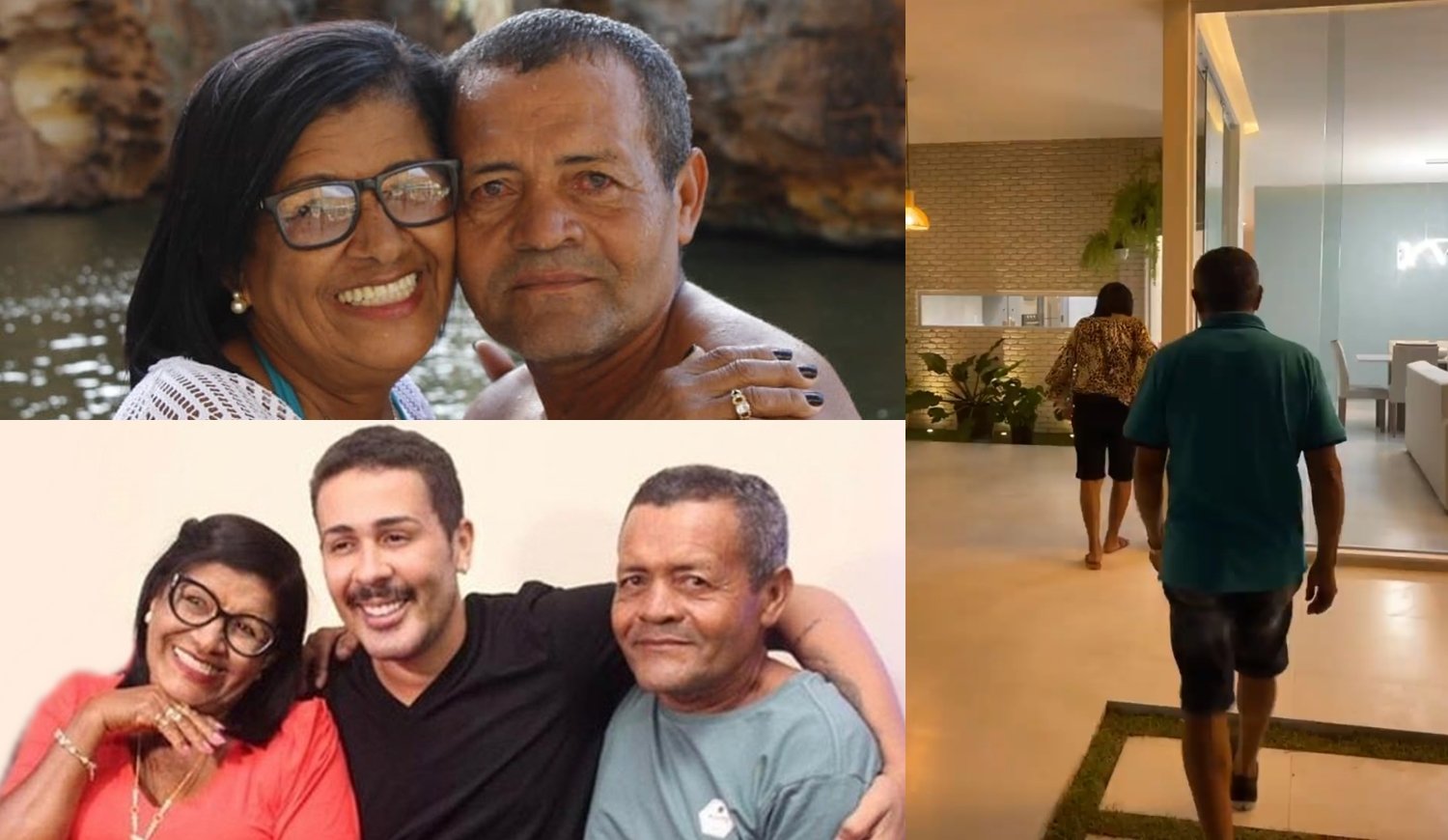 Foto dos pais de Carlinhos Maia com ele e conhecendo nova casa.