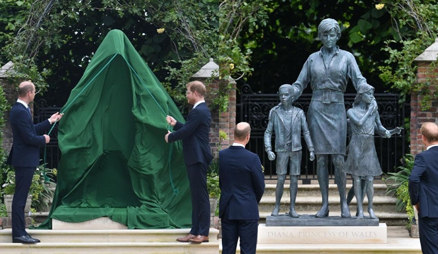 Foto do momento da inauguração da estátua de Diana.