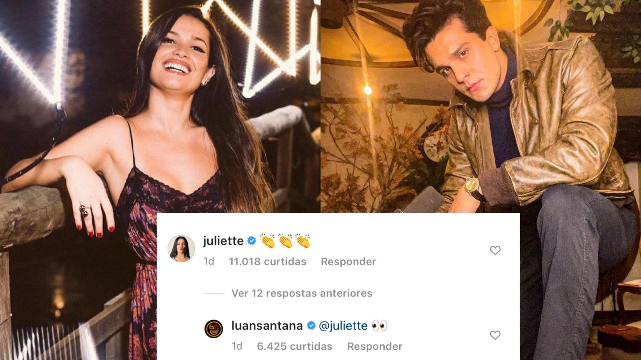 Luan Santana também interagiu com resposta de Juliette. Fonte: Montagem/ Fashion Bubbles