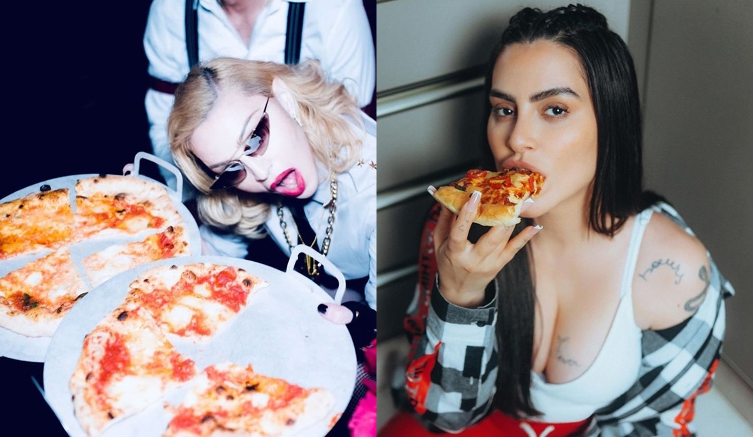 Foto de Madonna e Cleo Pires com pizza.