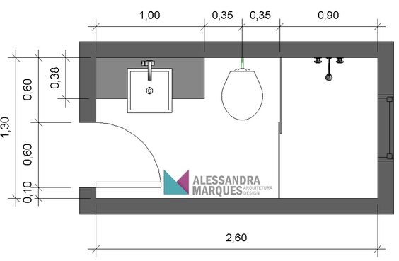 Planta com pia, vaso e chuveiro.