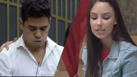 Geórgia chora para Fábio ao relatar dificuldades na carreira de Thiago (montagem: Fashion Bubbles)