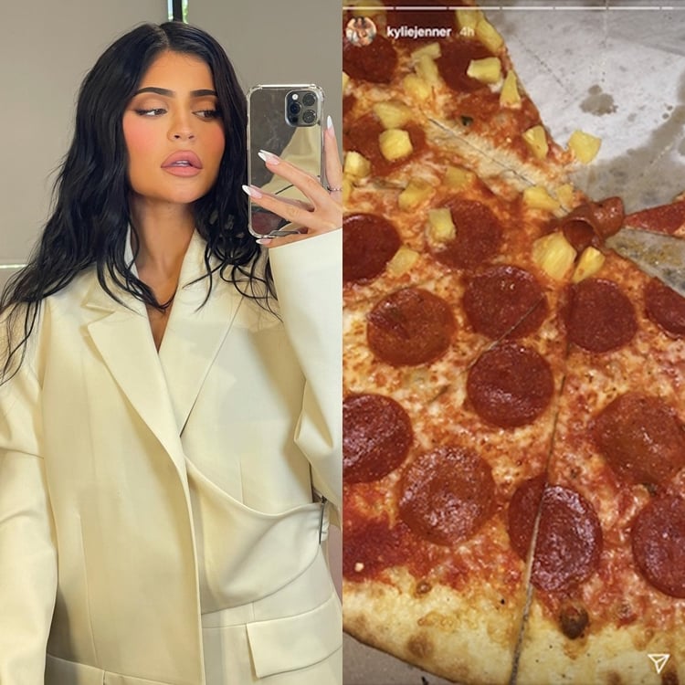 Foto do stories de Kylie Jenner mostrando pizza.