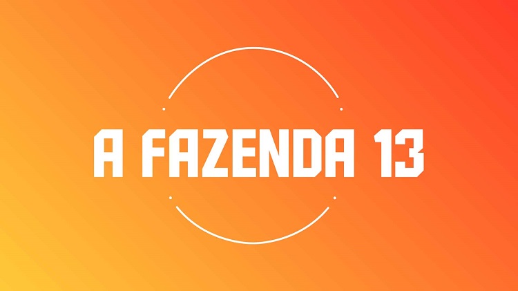 Imagem do logo de A Fazenda 2021 em branco com fundo laranja