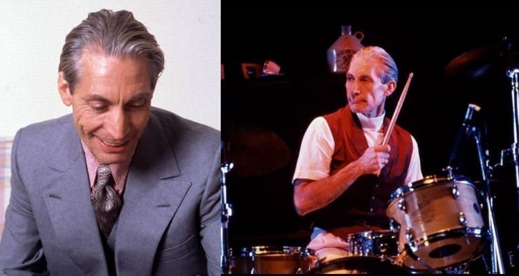 duas fotos do baterista da banda The Rolling Stones