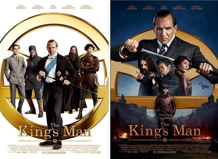 montagem com dois cartazes do filme The King's Man