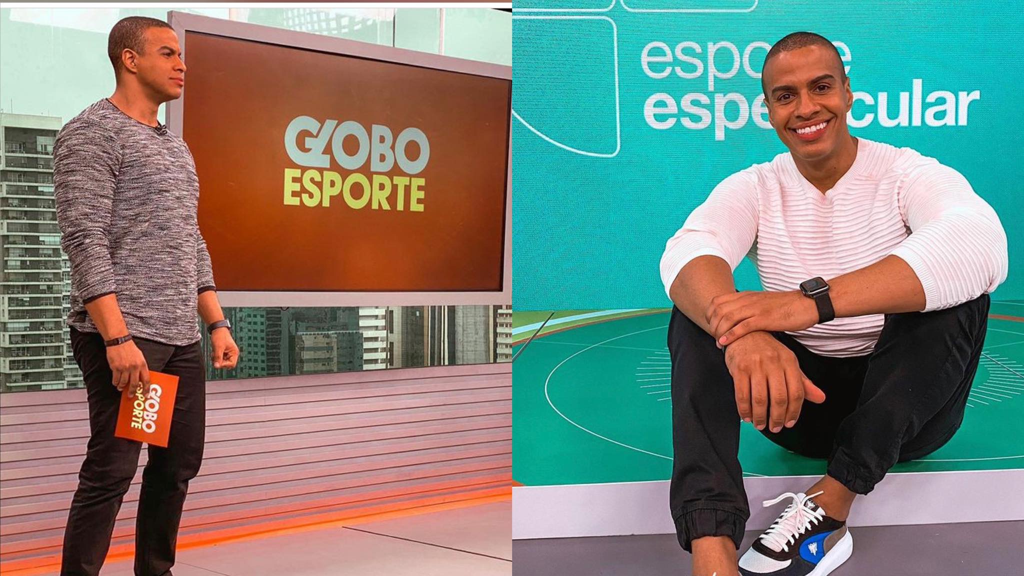 Thiago Oliveira está no Grupo Globo desde 2014. Fonte: Montagem/ Fashion Bubbçes Thiago Oliveira está no Grupo Globo desde 2014. Fonte: Montagem/ Fashion Bubbçes