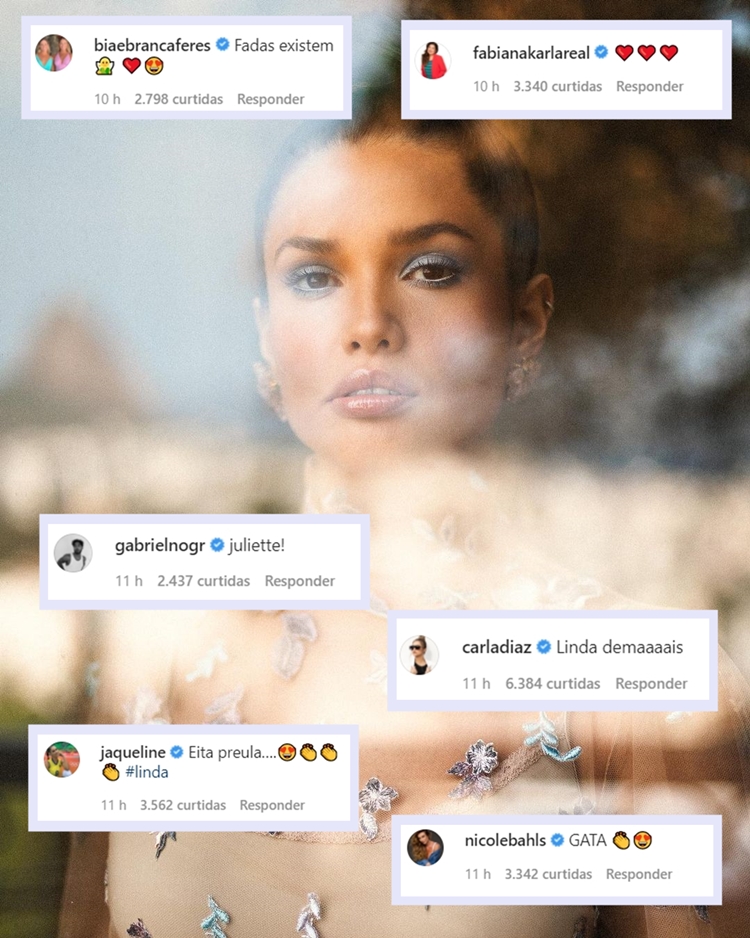 Famosos comentam foto de Juliette usando vestido cottagecore. Foto de Juliette com alguns comentários da publicação.