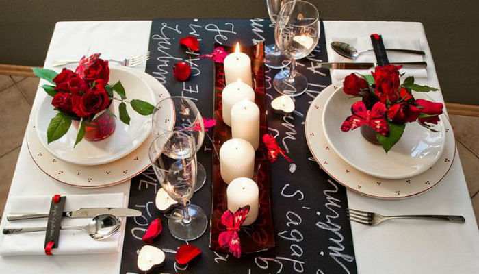 jantar romântico à luz de velas