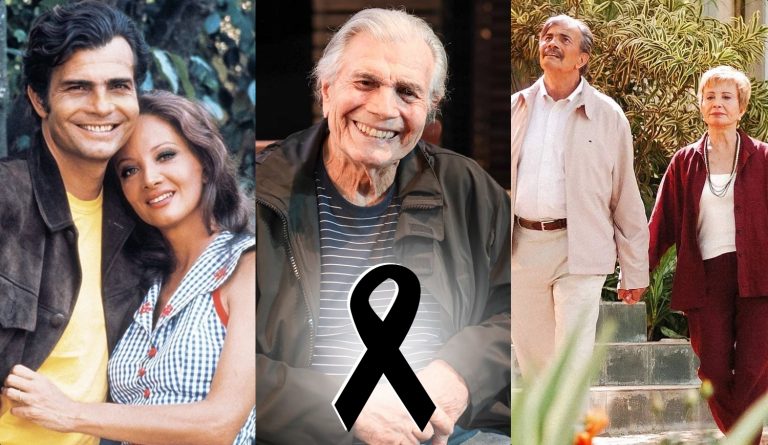 Fotos de Tarcísio Meira com a esposa e sozinho.