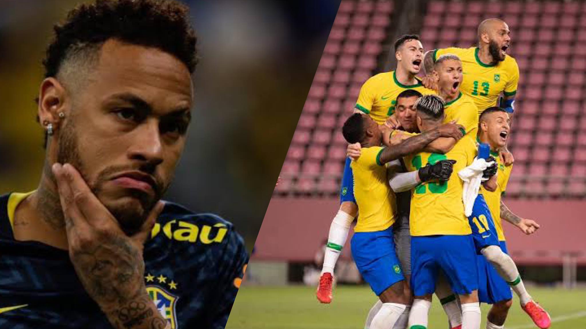 Neymar reage nas redes sociais sobre a vitória do Brasil nas Olimpíadas do Japão. Fonte: Montagem: Fashion Bubbles