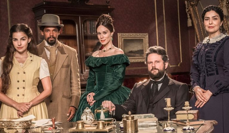 Foto do elenco de "Nos Tempos do Imperados".