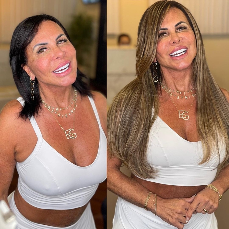 Foto com o antes e depois da mudança no visual. 
