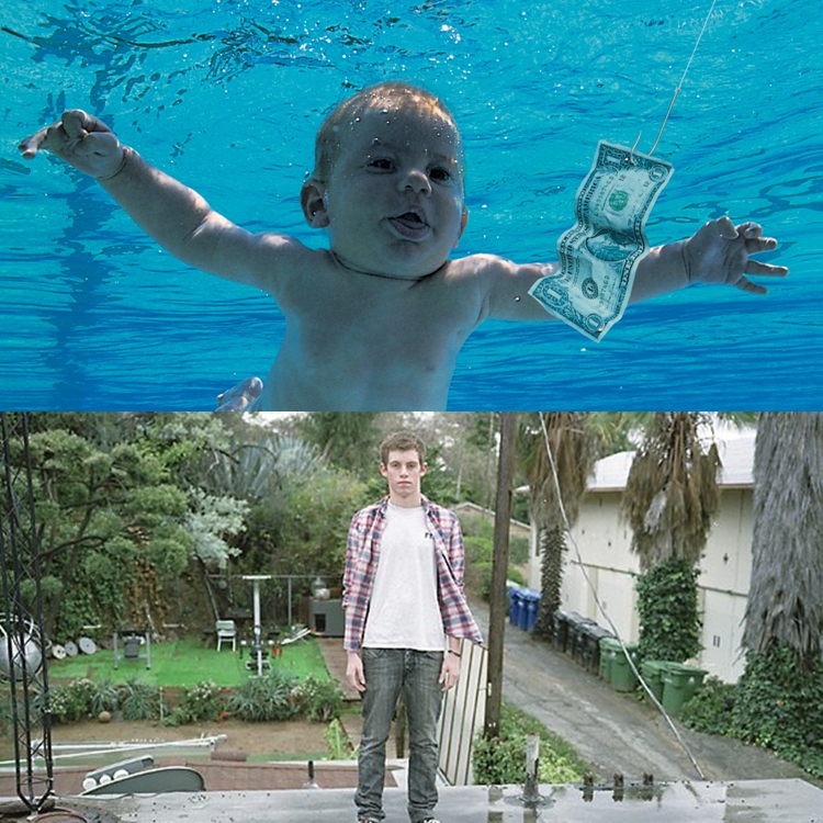 Foto do bebê na capa do álbum e outra mais recente.