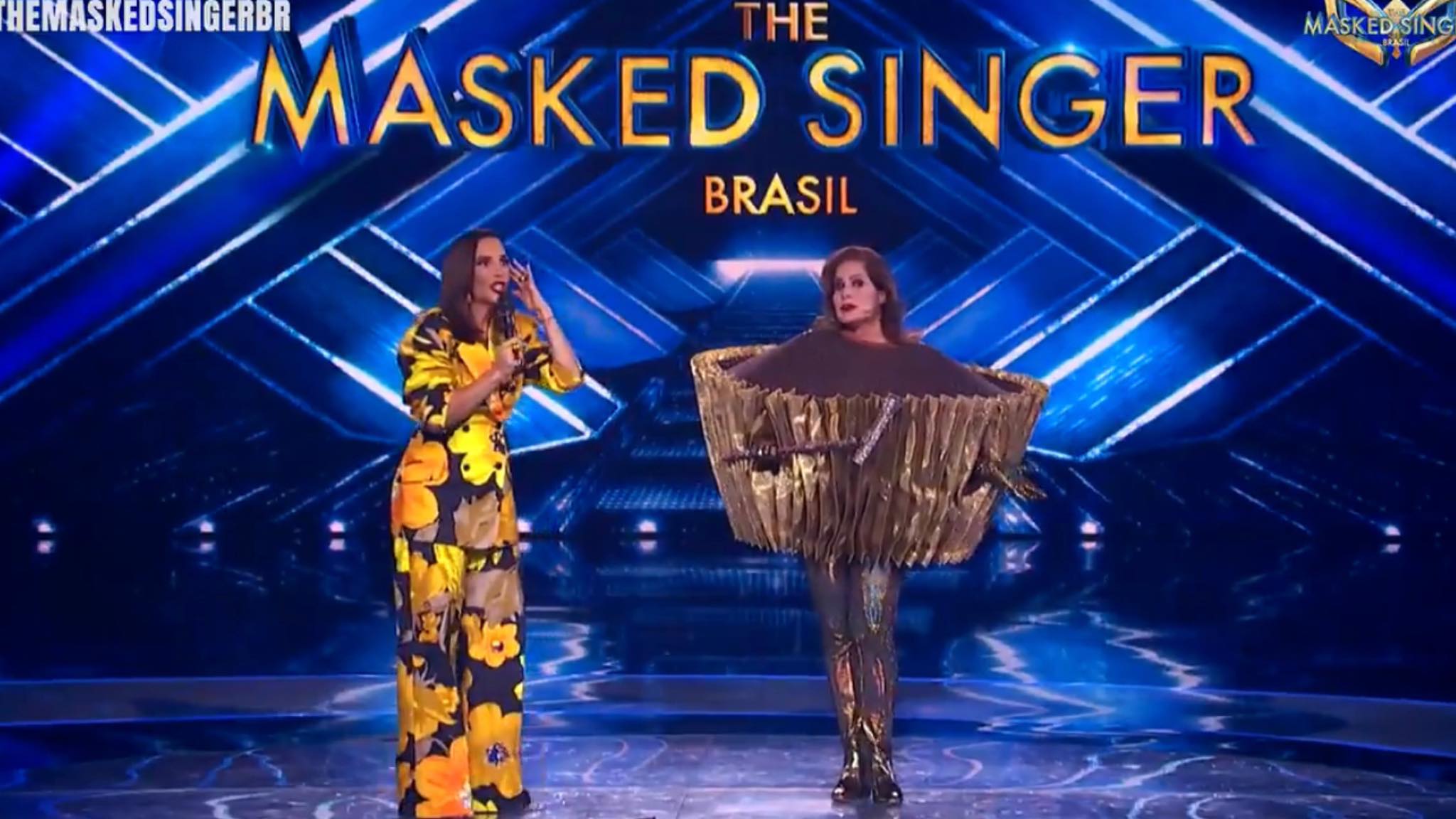Ivete Sangalo fica  "passada, chocada" ao descobrir que o Brigadeiro do The Masked Singer Brasil é Renata Ceribelli. Fonte: Reprodução