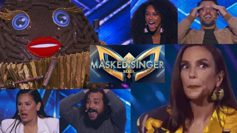 Integrantes do The Masked Singer Brasil ficam chocados ao descobrirem que é o Brigadeiro do reality. Fonte: Montagem/ Fashion Bubbles