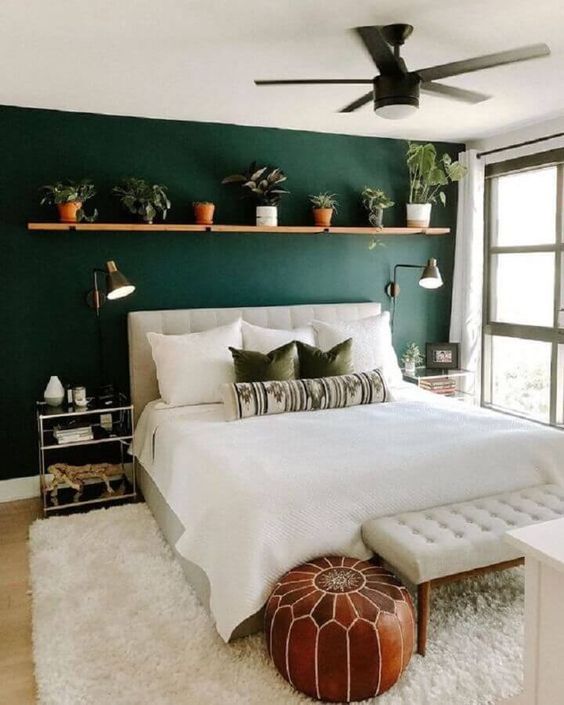 Verde na decoração do quarto.
