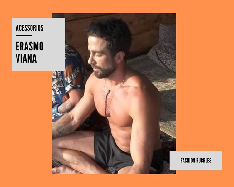 montagem com fundo laranja e foto de Erasmo Viana, Acessórios A Fazenda 2021 Foto de Erasmo Viana, Acessórios A Fazenda 2021