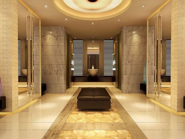 Banheiros incríveis dourado.