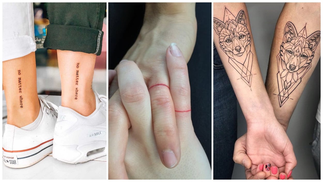 Montagem de 3 tatuagens para casal