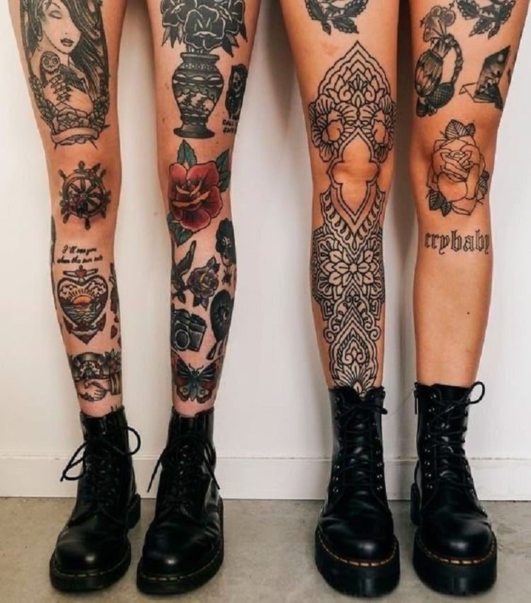 Tatuagens que fecham a perna