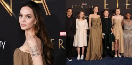Angelina Jolie surge deslumbrante com os filhos em pré-estreia de “Eternos”