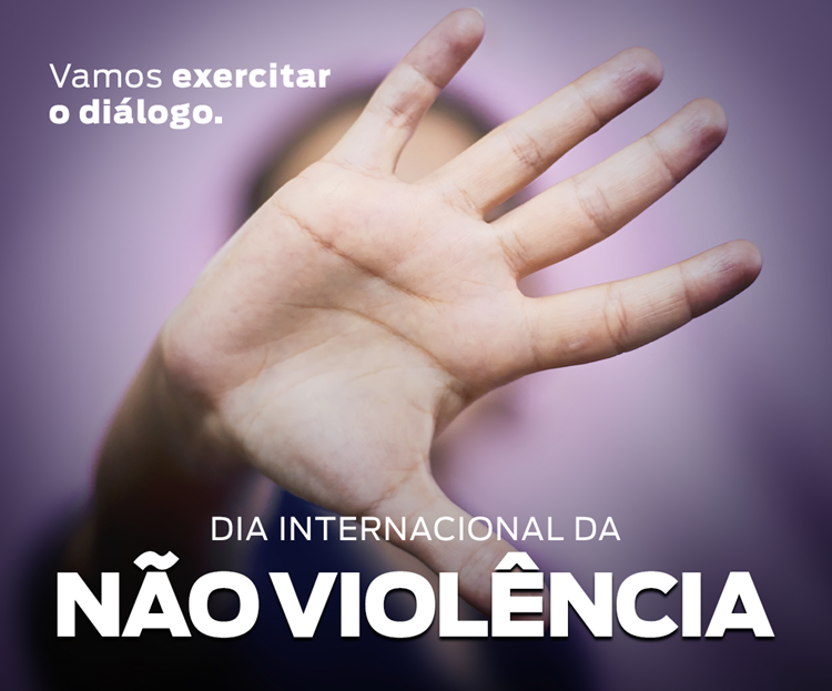 Foto de frase "Dia Internacional da Não Violência" - 2 de outubro.