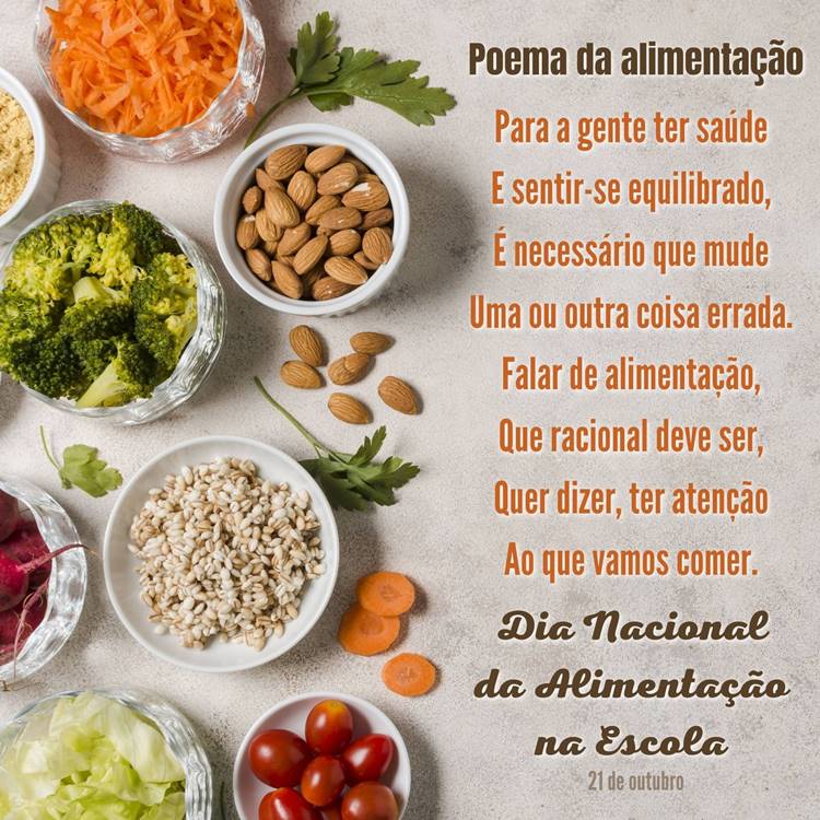 Foto com "Poema da alimentação" - 21 de outubro.