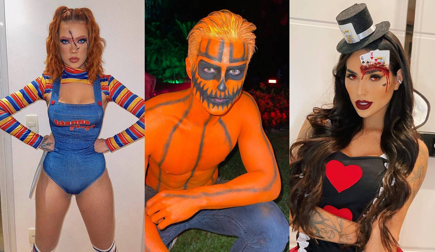 Foto de algumas fantasias de Halloween do evento de Letícia Moreno.