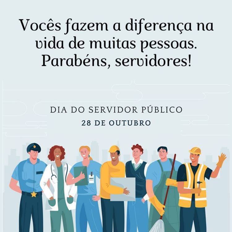 Foto com frase sobre o Dia do Servidor Público.