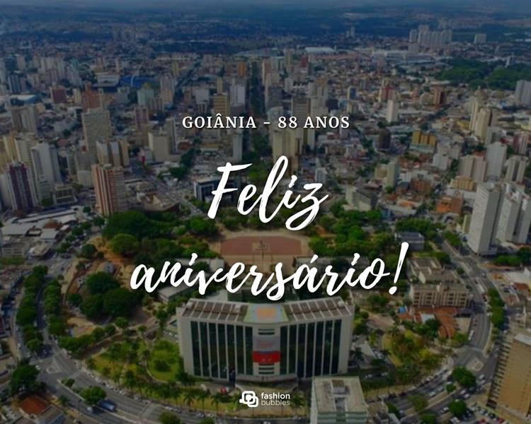 Foto com frase: "Goiânia - 88 anos - Feliz aniversário".