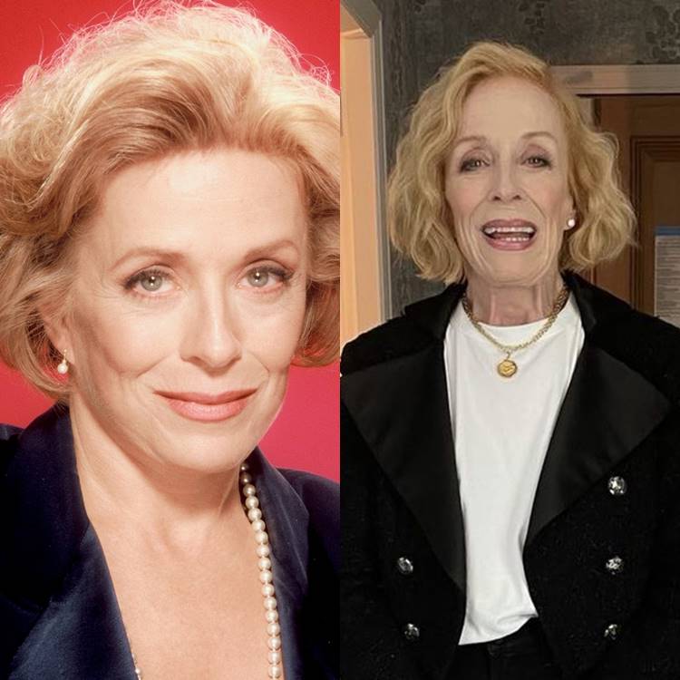 Holland Taylor em foto antiga e em foto mais atual, com 76 anos. Foto de Holland Taylor, de Muito Bem Acompanhada.