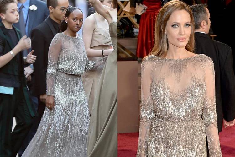 Zahara e Angelina Jolie compartilharam o mesmo vestido usado pela atriz em 2014