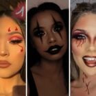 Montagem com dicas de maquiagem de halloween simples