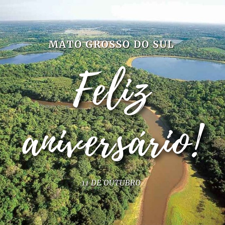 Foto com frase sobre o Aniversário da Criação do Mato Grosso do Sul. 