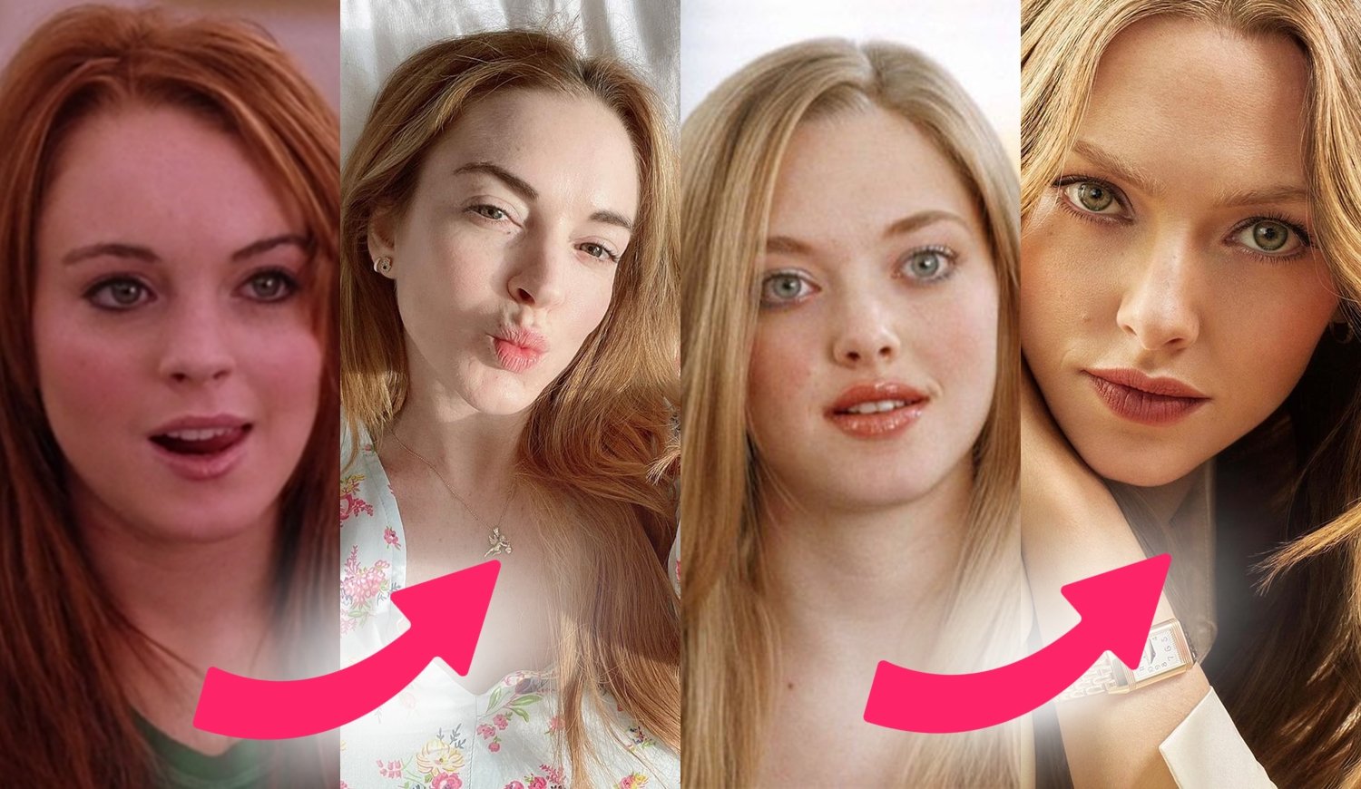 Foto de Lindsay Lohan e Amanda Seyfried em 2004 e em 2021.