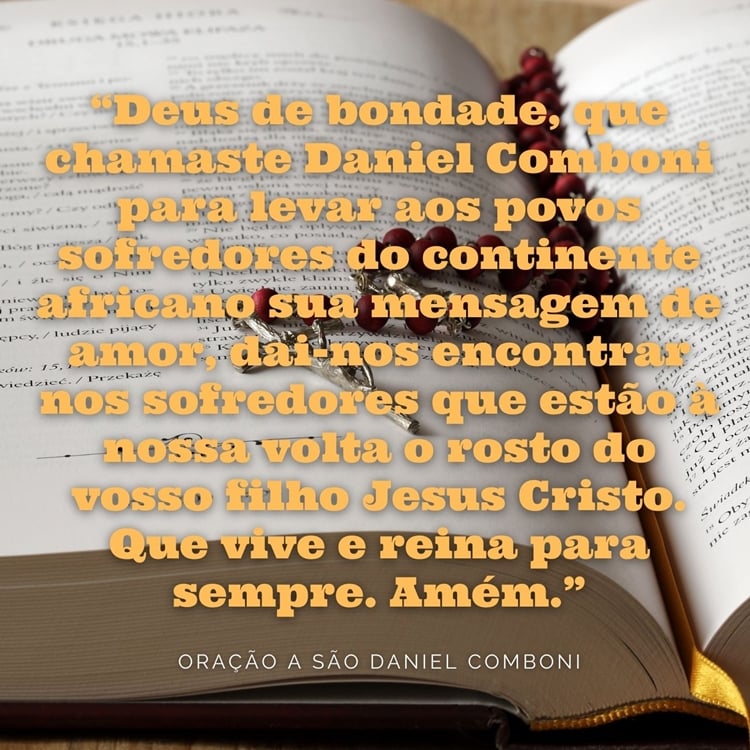 Foto com oração a São Daniel Comboni.