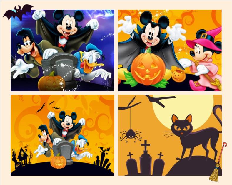 Foto com imagens do Mickey para o Halloween.