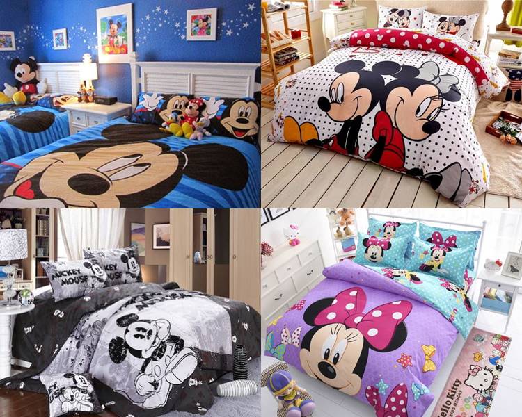 Foto de quartos decorados com Mickey e Minnie.